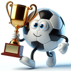 3D funny soccer ball cartoon. Sport and competition