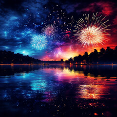 fireworks over the river
