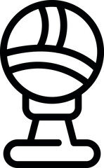 Black and white volleyball trophy icon illustration with line art and engraving, perfect for sports, championship, and competition themed designs
