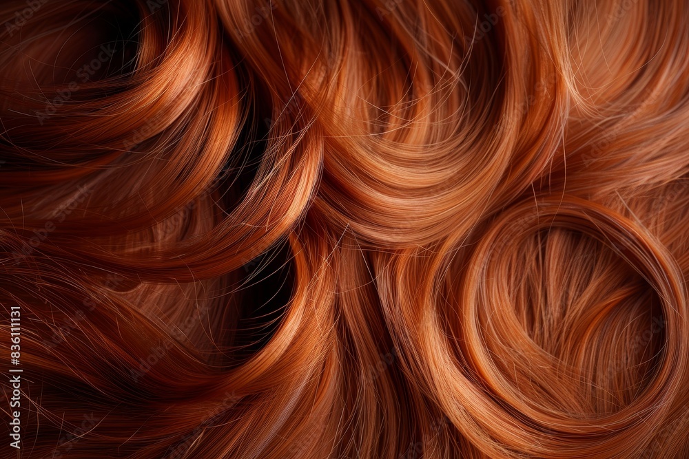 Wall mural Red female curly wavy hair closeup