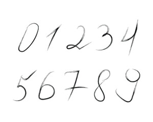 Set of vector hand written numbers. Children's numbers