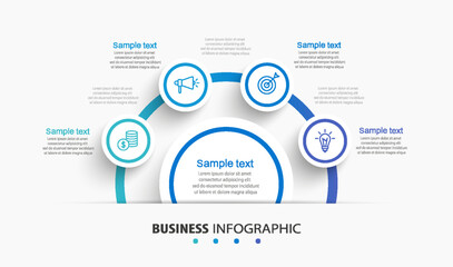 Four option circle business infographic design template. Vector illustration