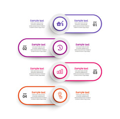 Business infographic design template with 4 options, steps or processes. Can be used for workflow layout, diagram, annual report, web design	