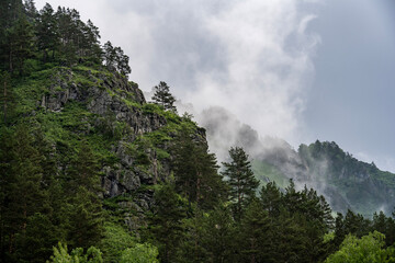 beautiful landscape with mountains, lakes and rivers in the Altai mountains on the Chuysky tract in May