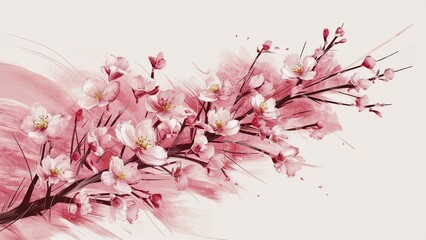 Fototapeta premium Cherry blossom sakura in springtime on white background