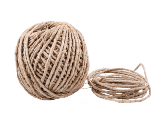 Ball of hemp twine isolated on white or transparent background