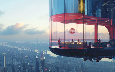 Fototapeta premium Futuristic bar in high-rise building