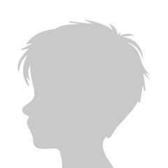 Child boy silhouette isolated on white background