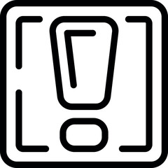 Black and white line art of an exclamation mark in a square, indicating alert or attention