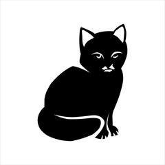 silhouette of a protected cat on a white background with various poses