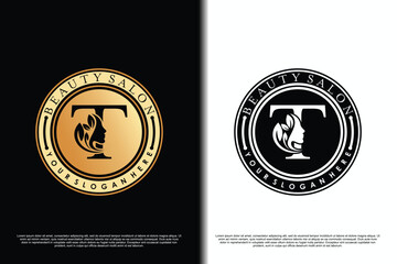 beauty woman design with letter t beauty concept