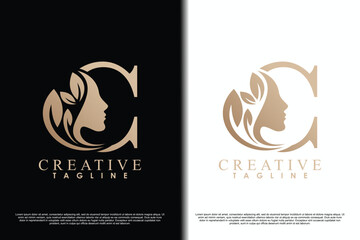 beauty face design with letter c concept design