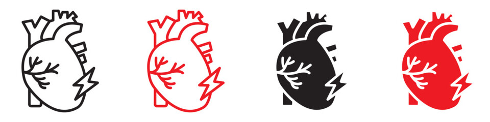 Heart attack icon line art vector
