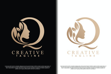 beauty face design with letter q concept design