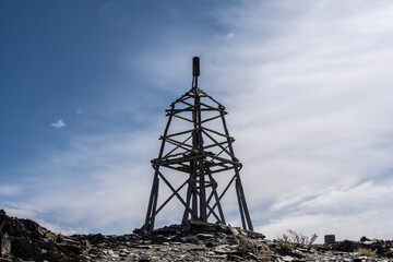 landscape of the surroundings of the village of Kosh Agach mountains with lakes and unusual...
