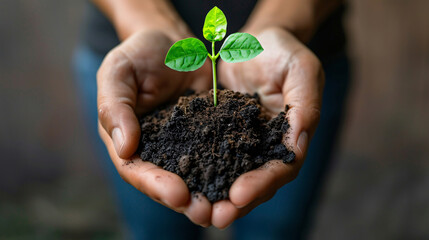 Hands holding a paper cut-out of a leaf with a globe in the background, emphasizing environmental care and protection