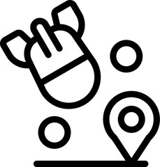 Black and white vector icon of a hand cursor pointing with map pins, symbolizing digital navigation