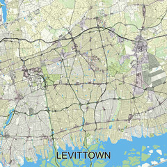 Levittown, New York, United States map poster art