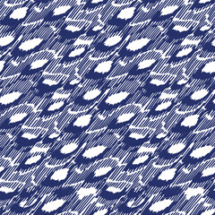 Indigo blue stitch effect abstract vector seamless pattern background. Modern masculine graphic design for block print hand craft trend. 