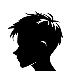 Child boy silhouette isolated on white background