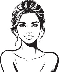 Portrait of A Lovely Young Woman Vector Illustration Silhouette