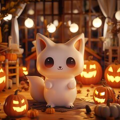 A classic Halloween decoration: a carved pumpkin with a candle inside, glowing in the night
