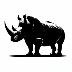 Obraz premium image of a black silhouette of a rhinoceros on a white background