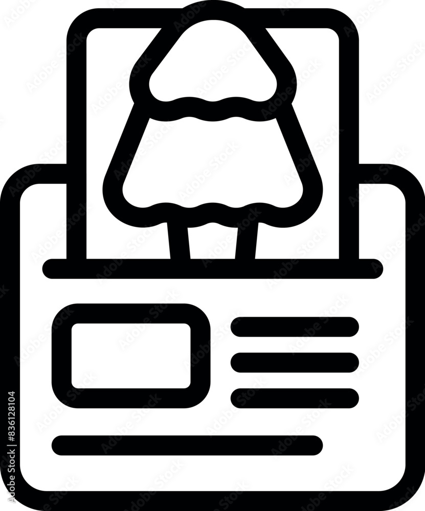 Poster simple line art icon of a printer printing a document featuring a lamp design for user interfaces
