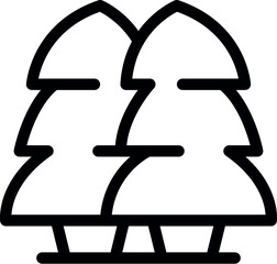 Black and white line drawing of two simple, stylized trees for icons or logos