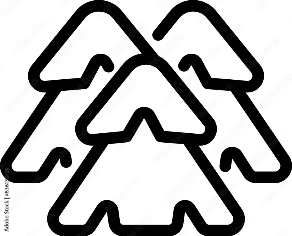 Poster simple linear icon featuring three arrowheads pointing upwards in a symmetrical pattern