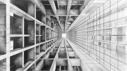 Obraz premium Abstract modern building interior architecture 16:9 architecture building glass steel business construction city interior window office metal urban structure design light reflection ceiling staircase 