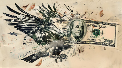 dollar bill transforming into soaring bird