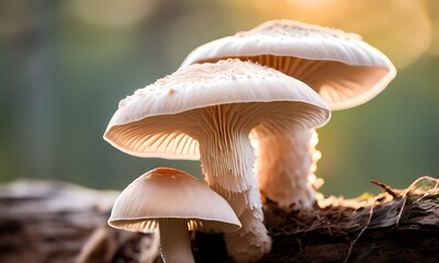 King oyster mushrooms in a farm setting close up view, AI Generated