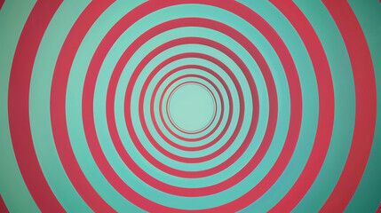 Naklejka premium An abstract design featuring concentric circles in red and teal, creating a vibrant and modern geometric pattern with bold colours.