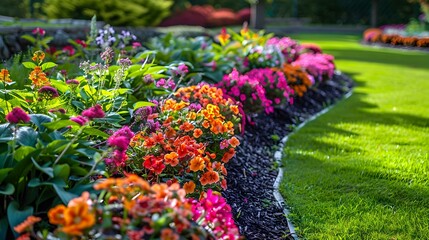 A garden with flower borders pic