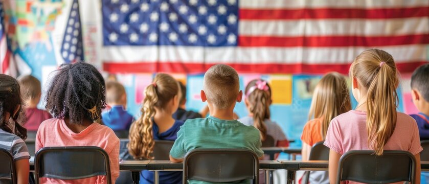 Engaging Classroom Dialogue on Celebrating Independence Day with American Flag Displayed