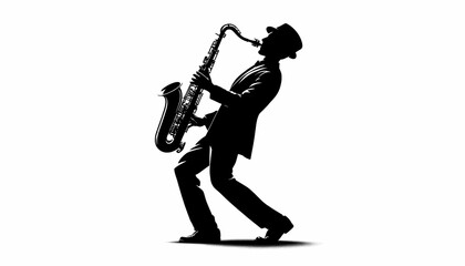 Naklejka premium Silhouette of a saxophonist