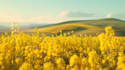 Obraz premium a canola field bright yellow img