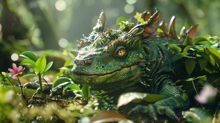 Dragon  Epic Encounter, A Glimpse into the Intense Eye Gaze Stare and Formidable Scales of a Dragon's Head.