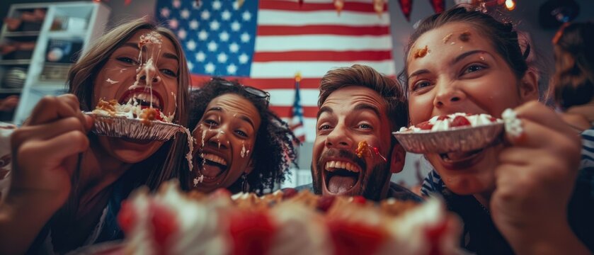 Festive Independence Day Pie Eating Contest with Friends