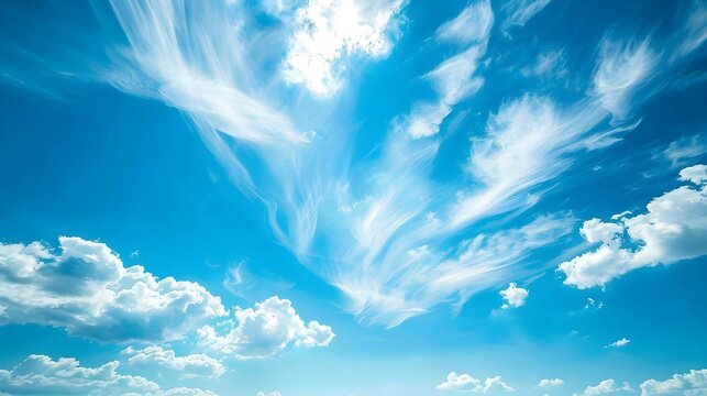 a blue sky with airy clouds image