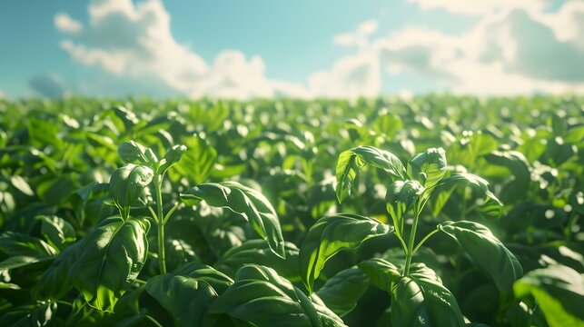 a basil field lush green pic