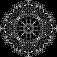 Luxury Mehndi Henna Drawing Circular Mandala pattern for tattoo, decoration premium product poster or painting. Decorative ornament in ethnic oriental style. Outline doodle hand draw illustration