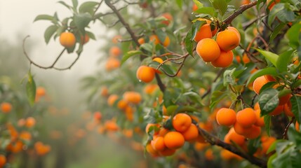 a persimmon field trees full pic