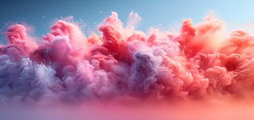 Fototapeta premium The detailed portrayal beautifully captures a vibrant, multicolored smoke explosion in slow motion. Mixing vivid hues in an abstract background, it mesmerizes with its creative imagery
