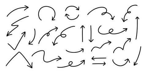 Set of Hand drawn vector arrows doodle on white background. design element vector illustration