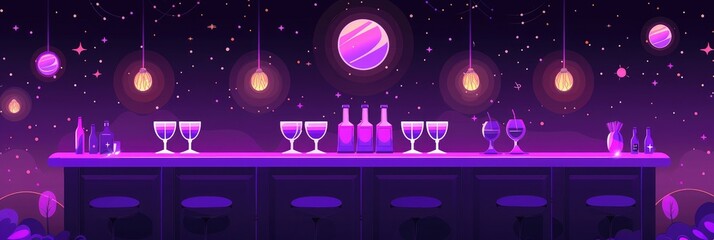 Fototapeta premium simple night party background with purple flat color