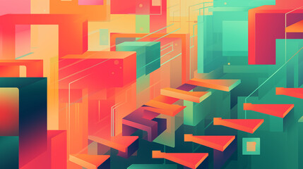 Abstract Surreal Image Pattern Background, Impossible Geometric Shapes and Floating Staircases, Texture, Wallpaper, Background, Cell Phone Cover and Screen, Smartphone, Computer, Laptop, 16:9 Format -