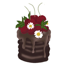 chocolate cake with flowers