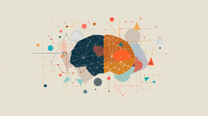 Fototapeta premium a minimalistic image that conveys corporate innovation by featuring an abstract geometric brain design